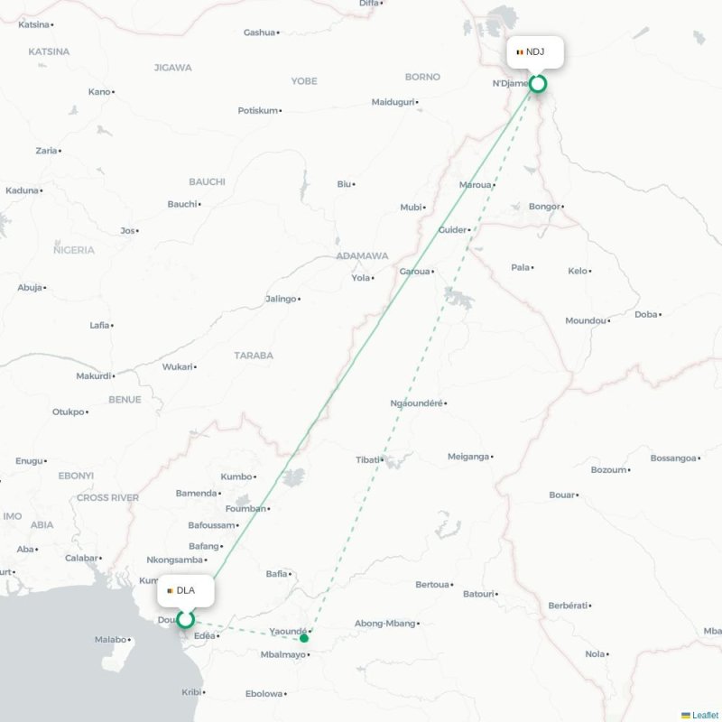 DLA - NDJ route map