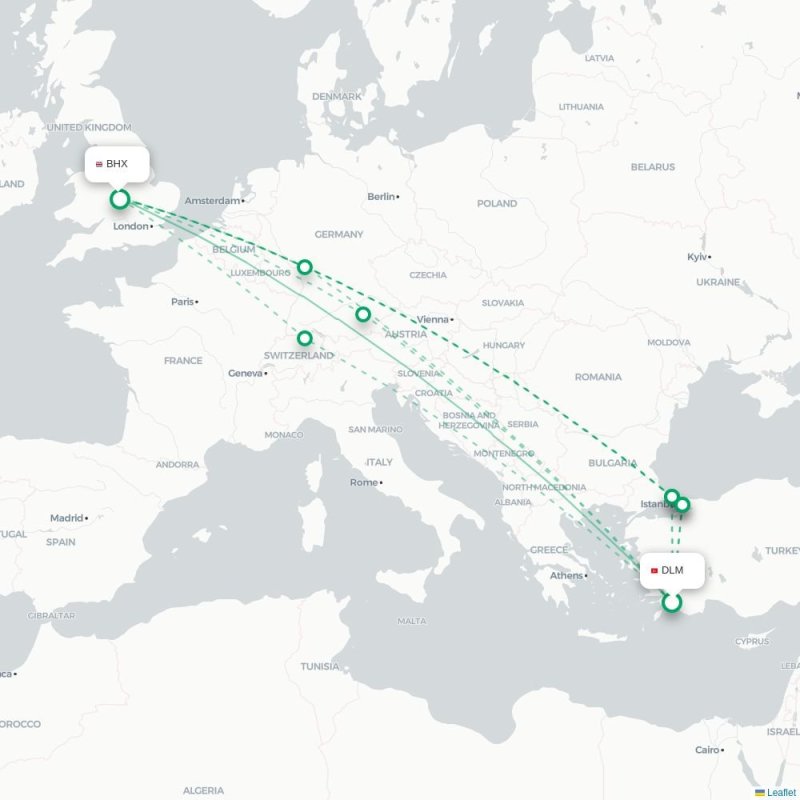 DLM - BHX route map