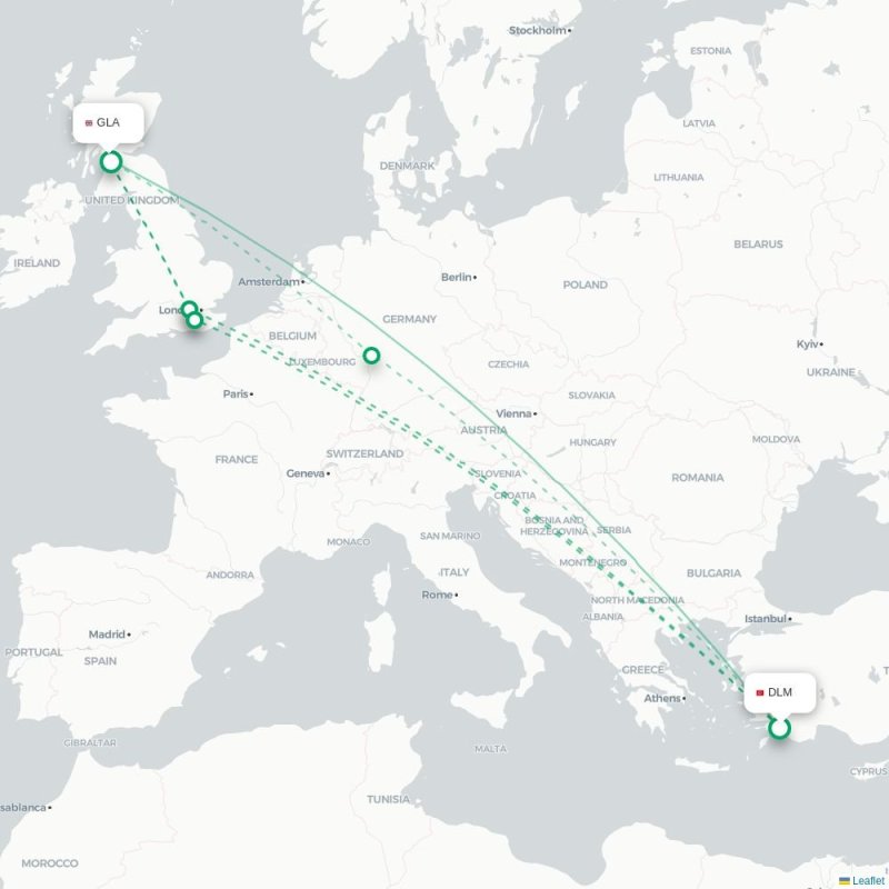 DLM - GLA route map