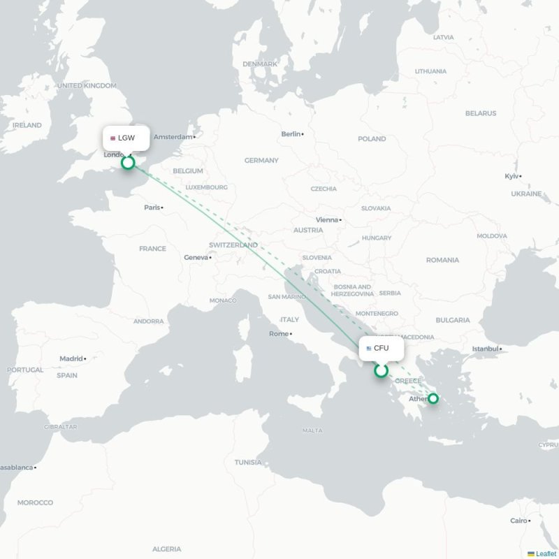 DLM - LGW route map