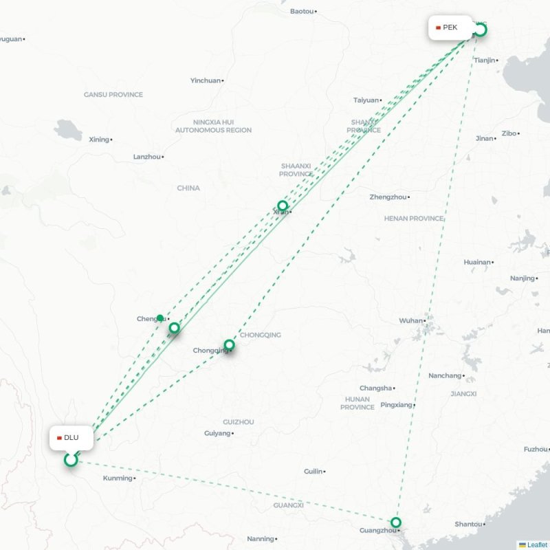 DLU - PEK route map