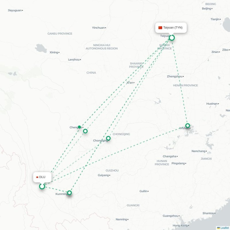 DLU - TYN route map