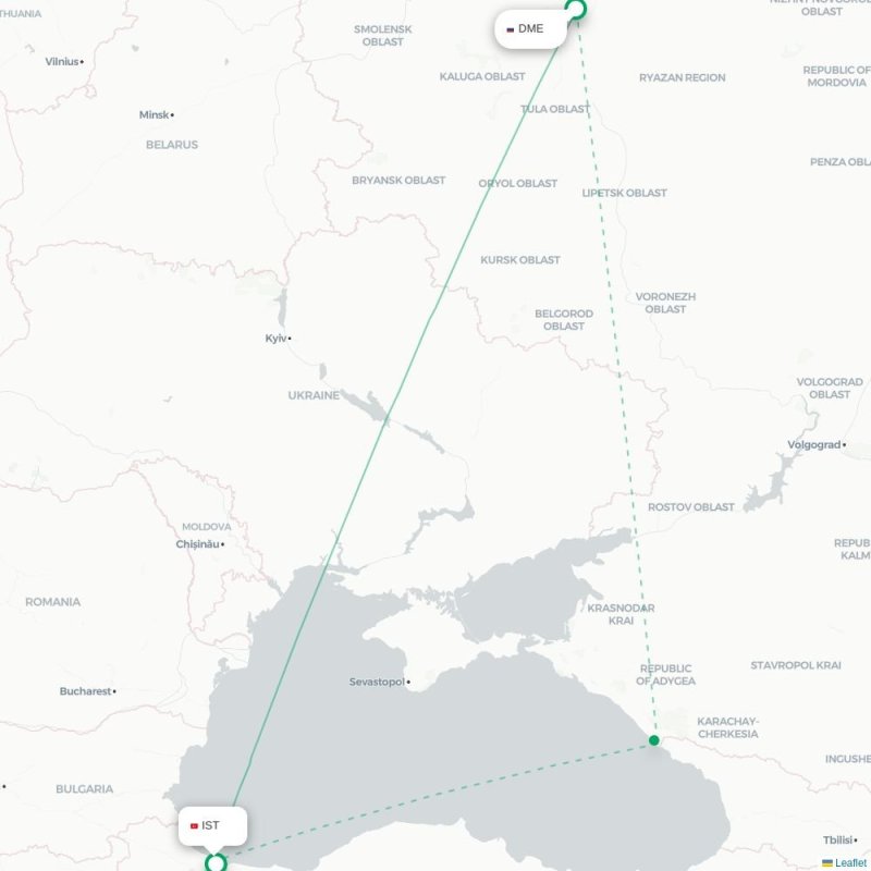 DME - IST route map