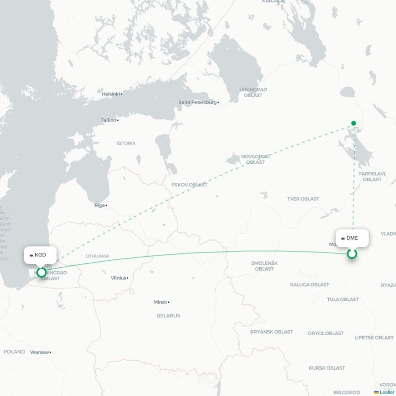 DME - KGD route map