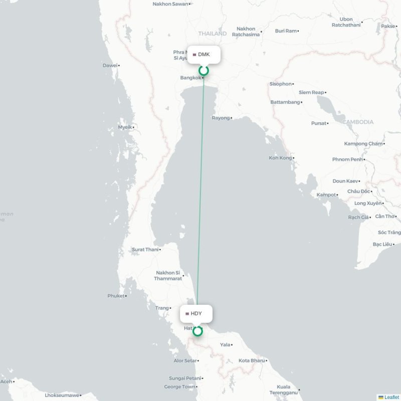 DMK - HDY route map