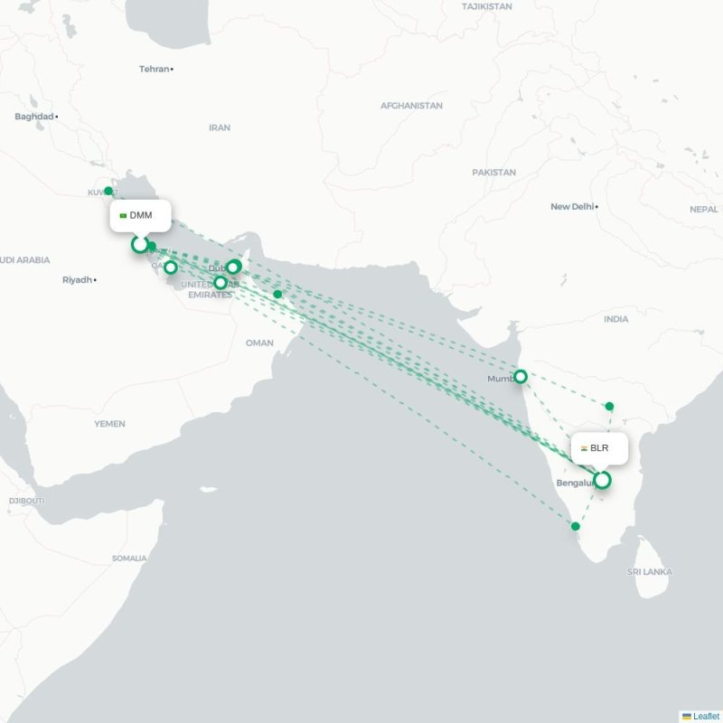 DMM - BLR route map