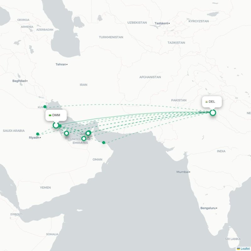 DMM - DEL route map