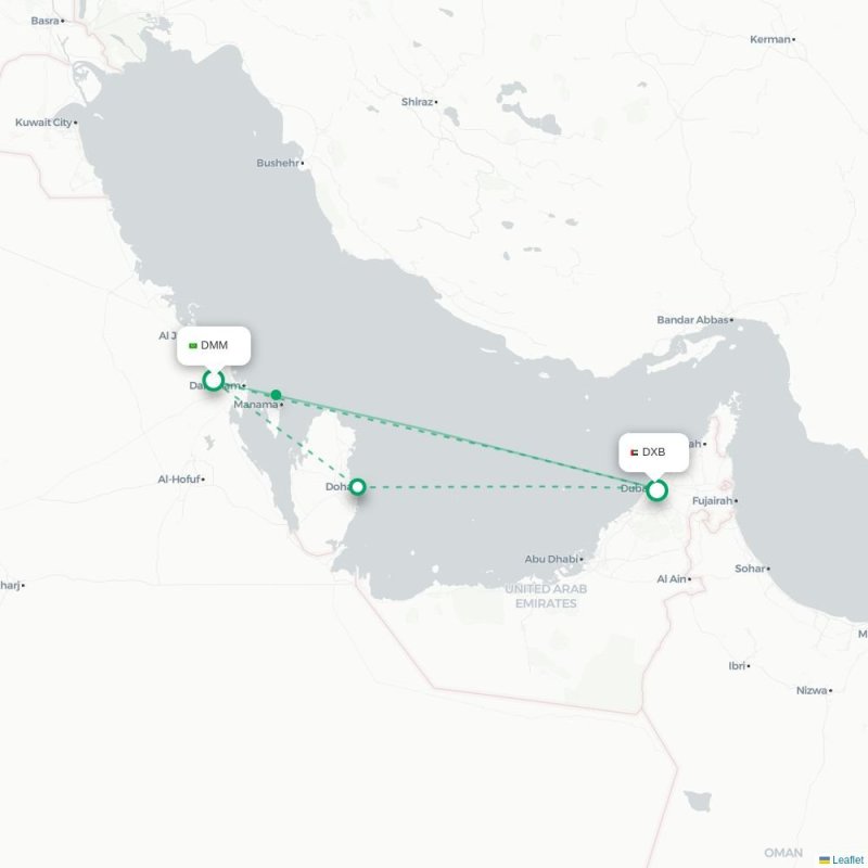 DMM - DXB route map