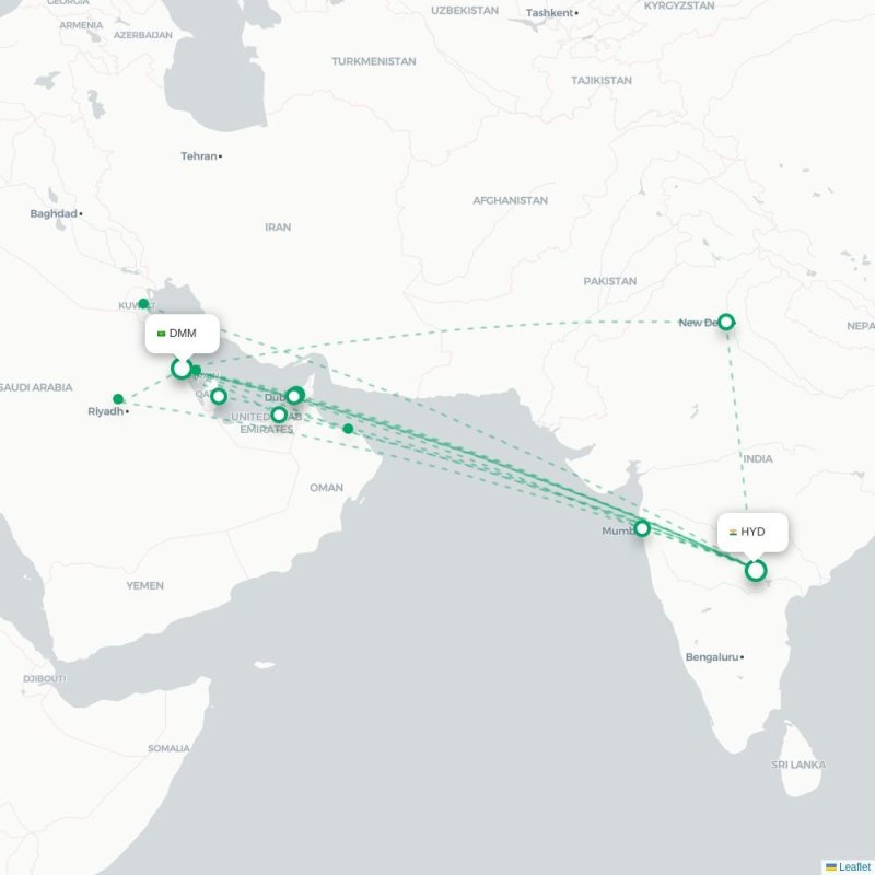 DMM - HYD route map