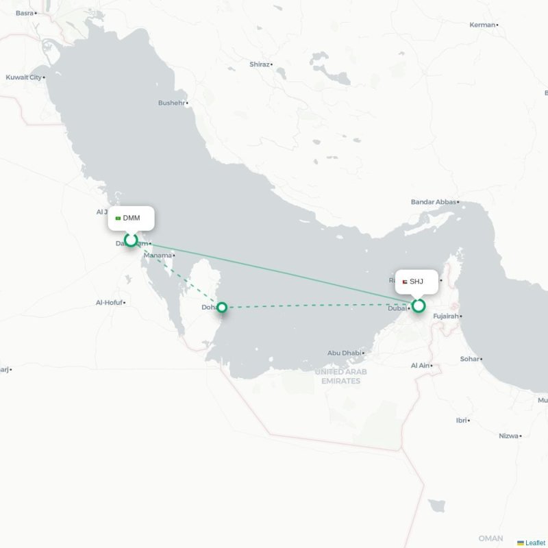 DMM - SHJ route map