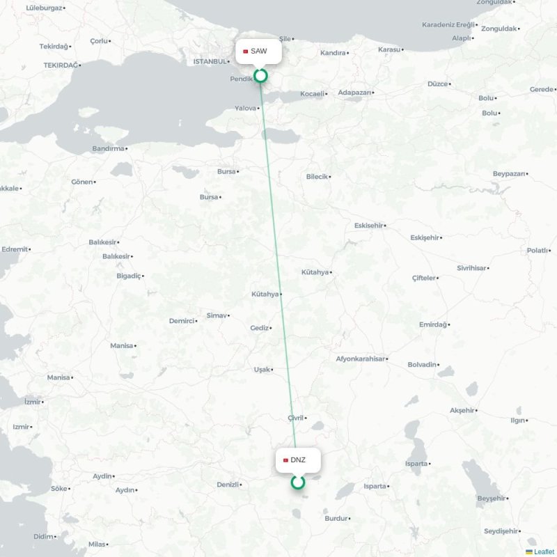 DNZ - SAW route map
