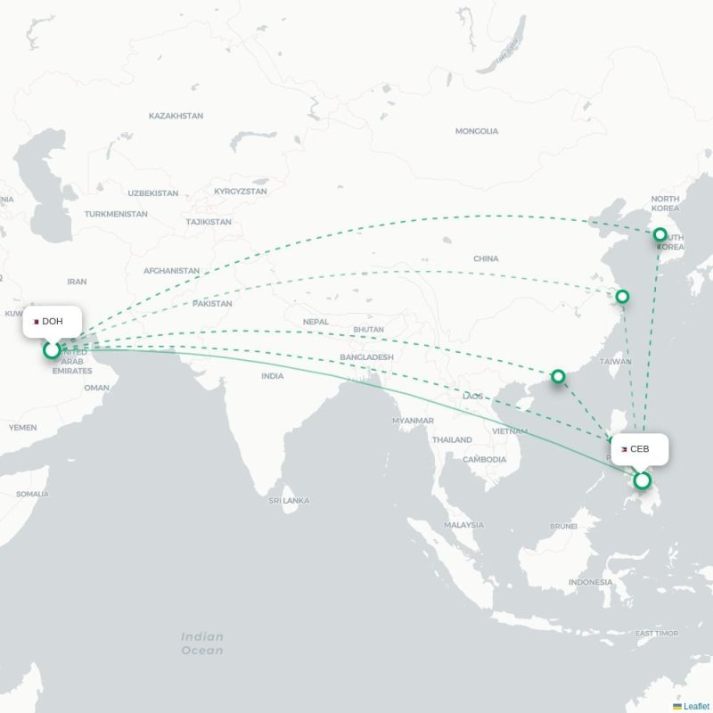 DOH - CEB route map
