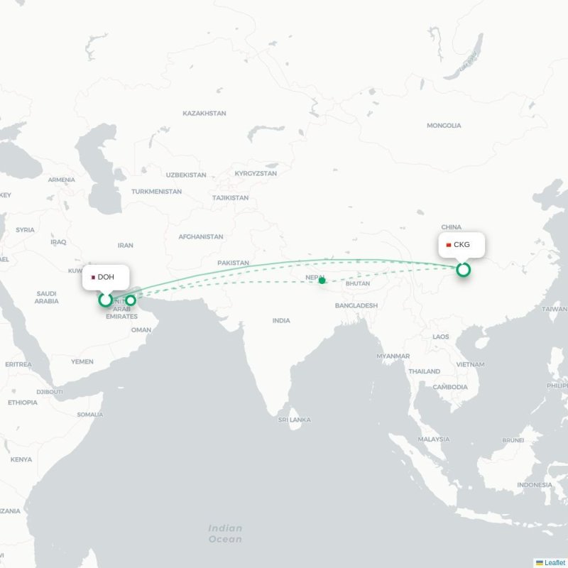 DOH - CKG route map