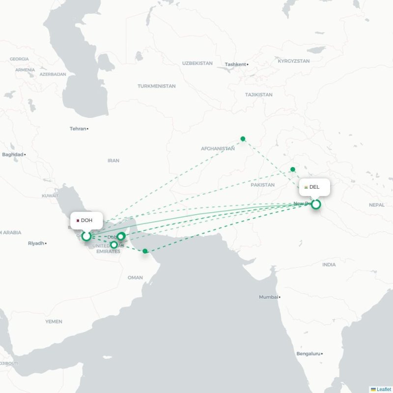 DOH - DEL route map