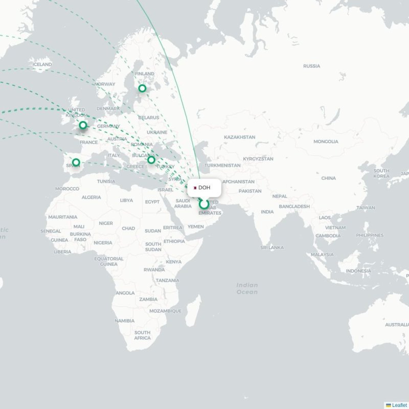 DOH - LAX route map