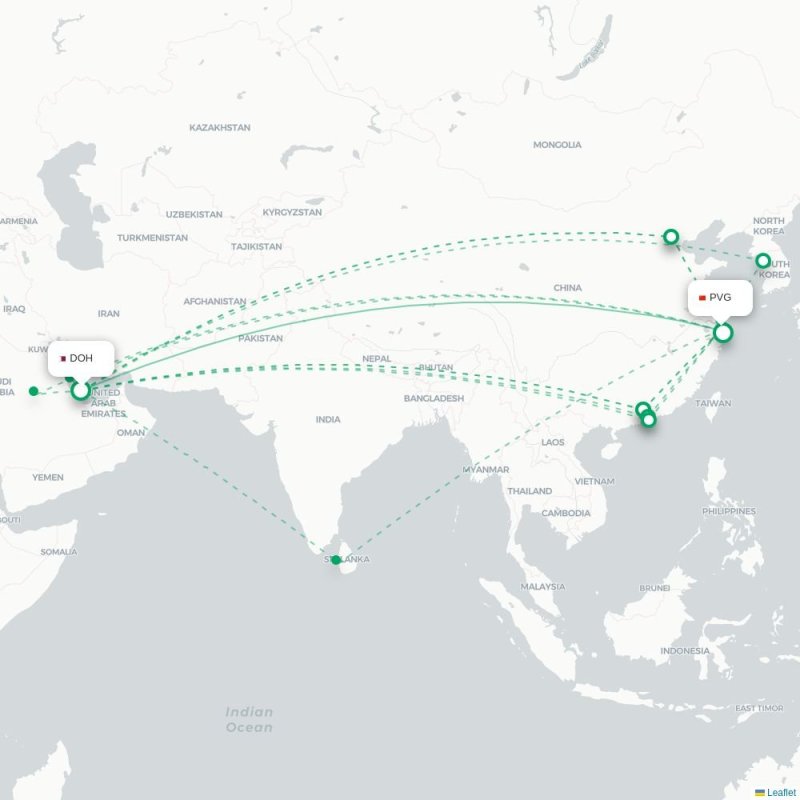 DOH - PVG route map