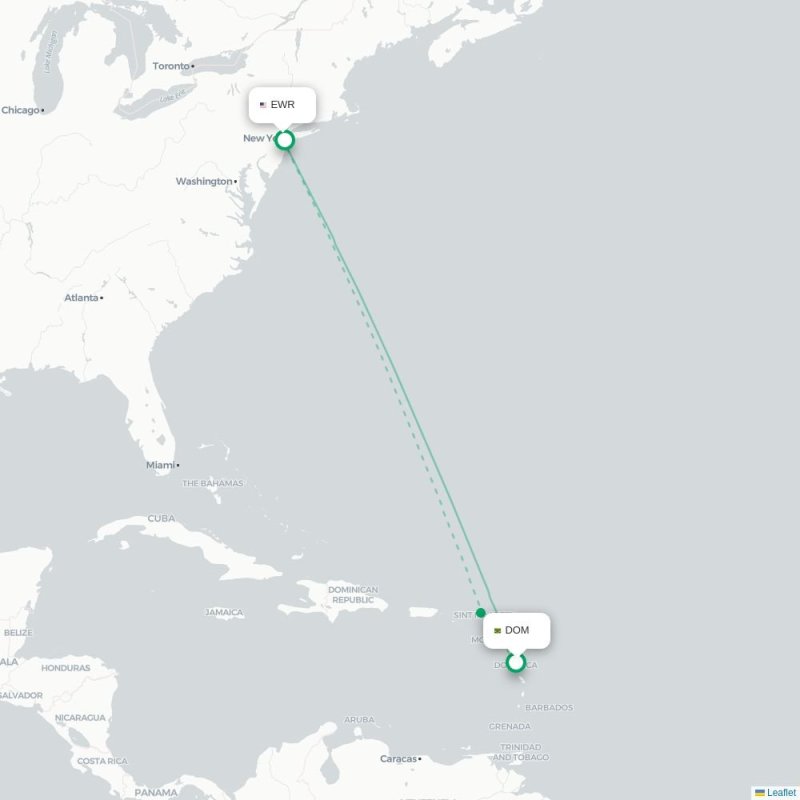 DOM - EWR route map