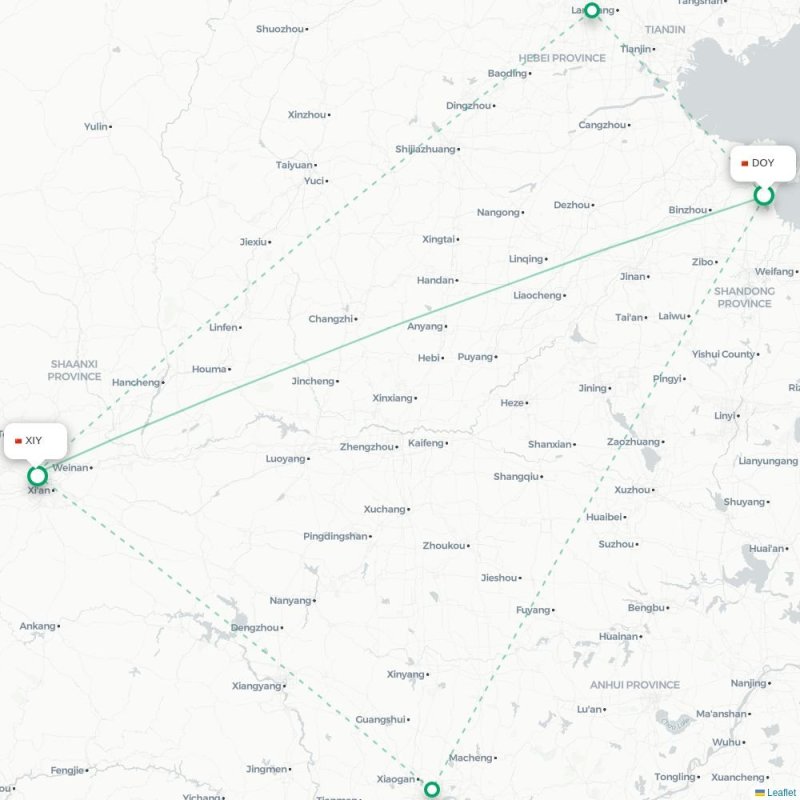 DOY - XIY route map