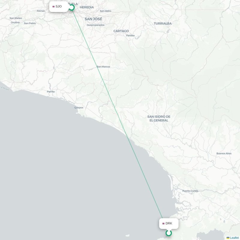 DRK - SJO route map