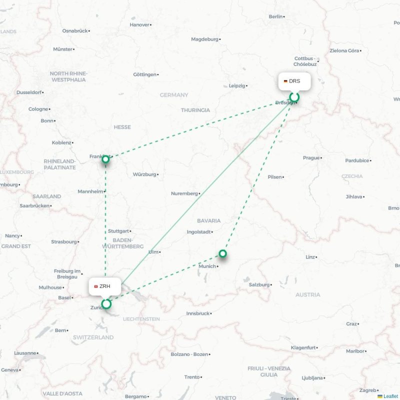 DRS - ZRH route map
