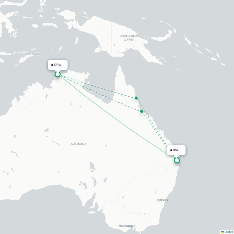 DRW - BNE route map