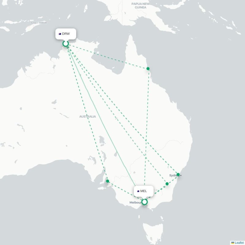 DRW - MEL route map