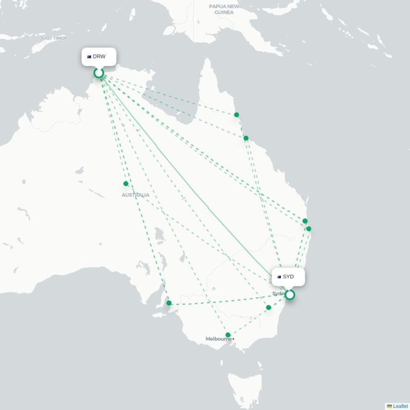 DRW - SYD route map
