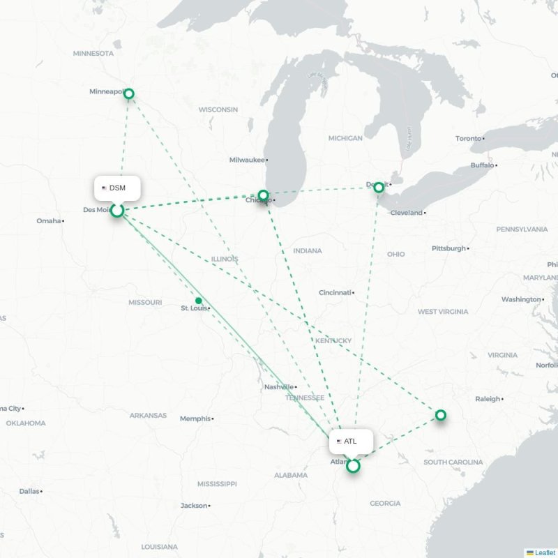 DSM - ATL route map