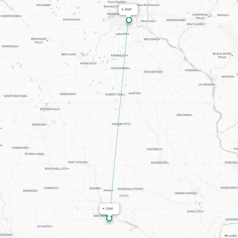 DSM - MSP route map