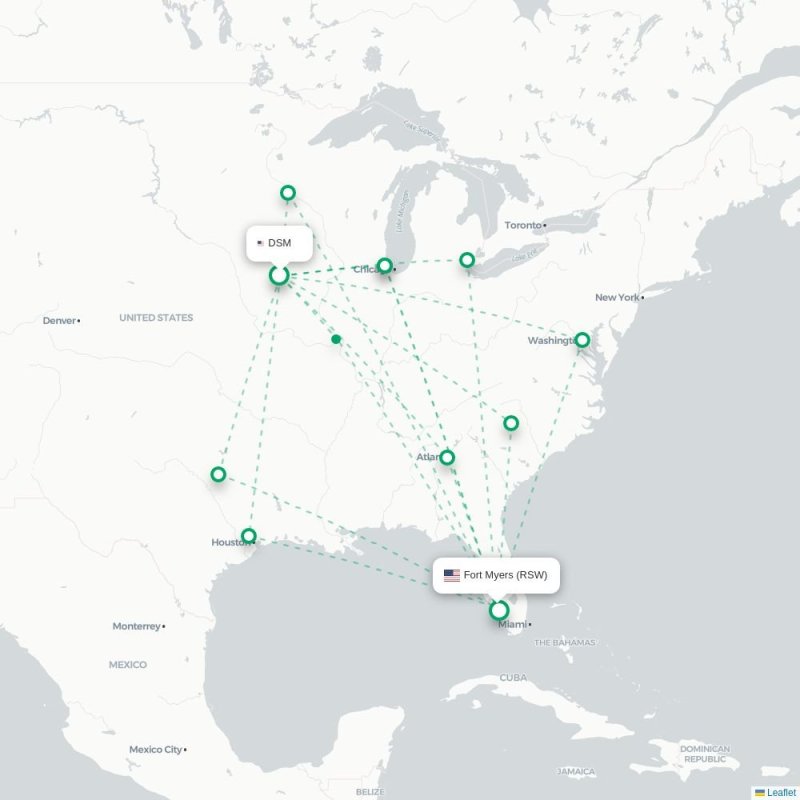 DSM - RSW route map