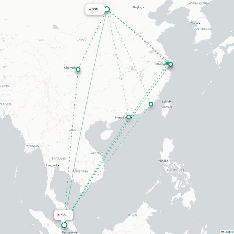 DSN - KUL route map
