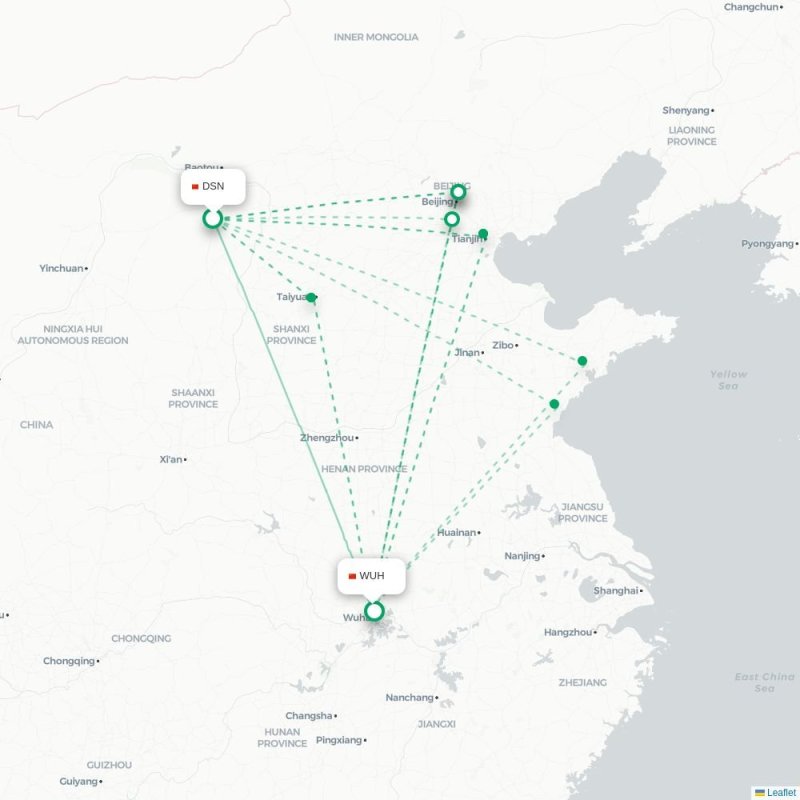 DSN - WUH route map