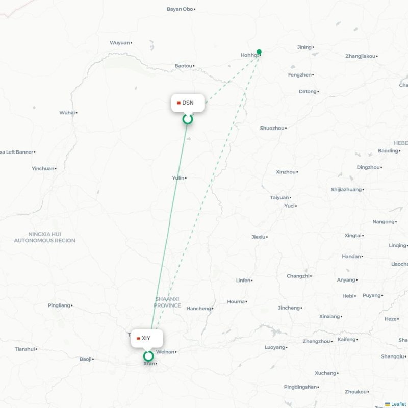 DSN - XIY route map