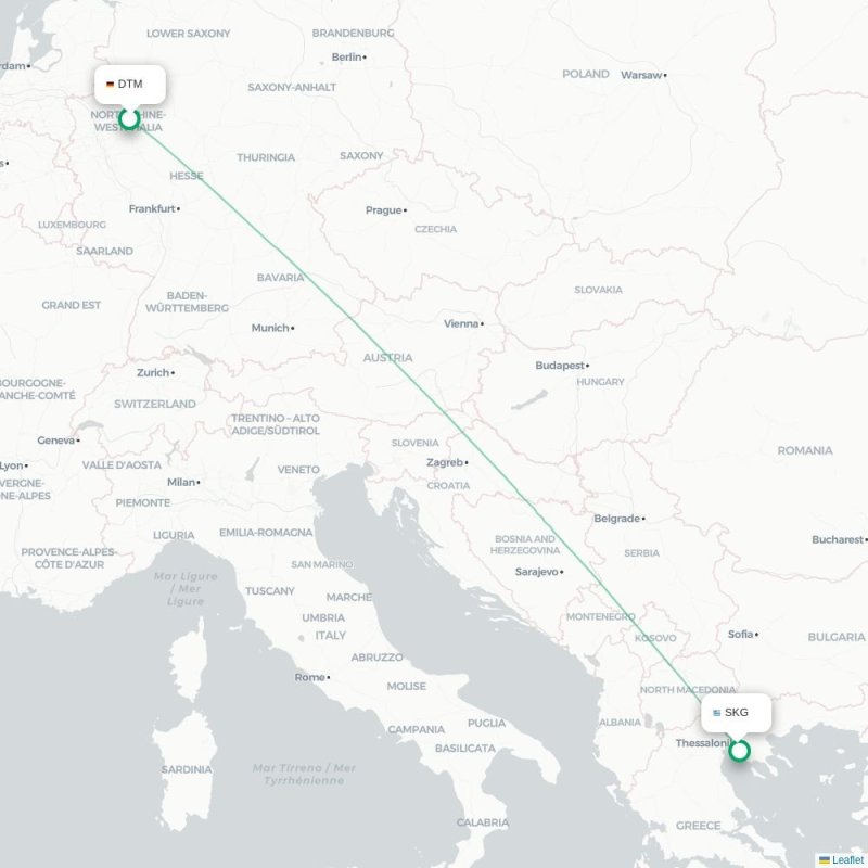 DTM - SKG route map