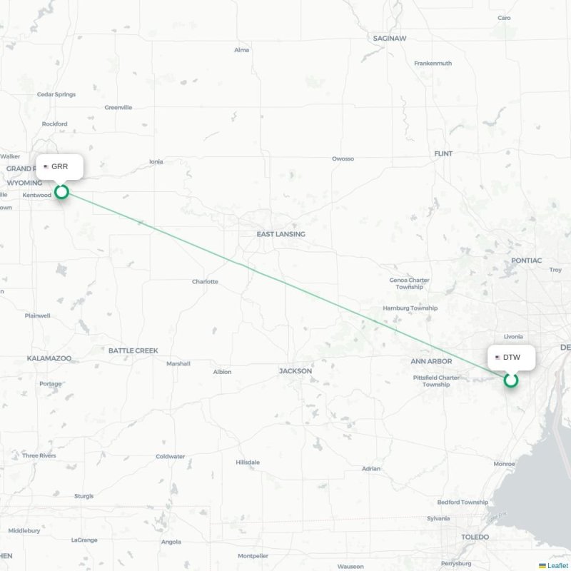 DTW - GRR route map