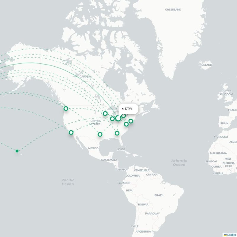 DTW - HND route map