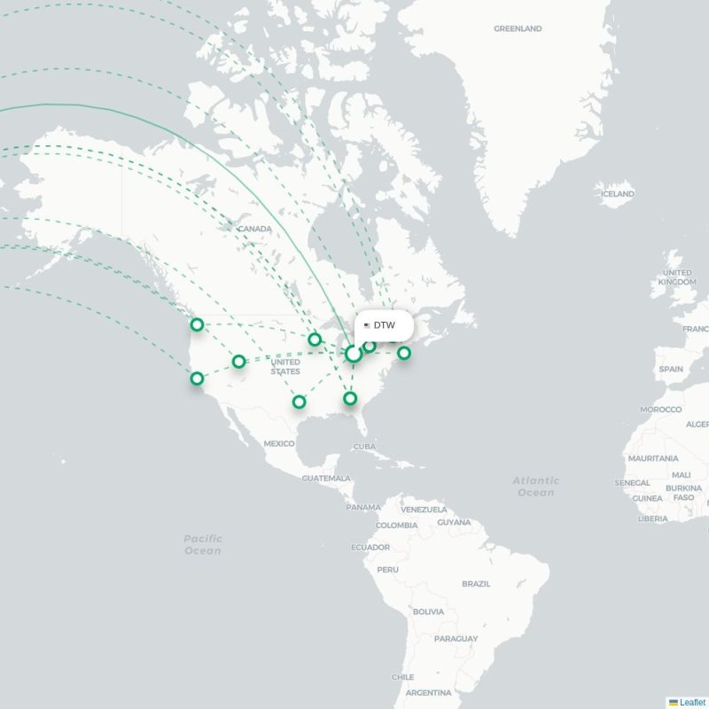 DTW - ICN route map