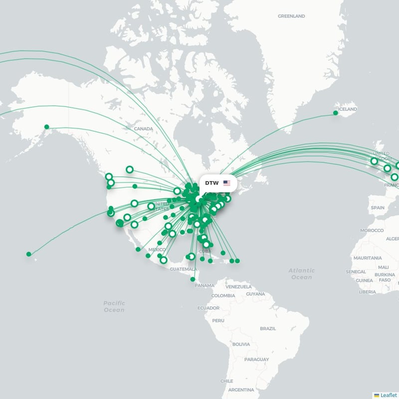 Route map Detroit  DTW 