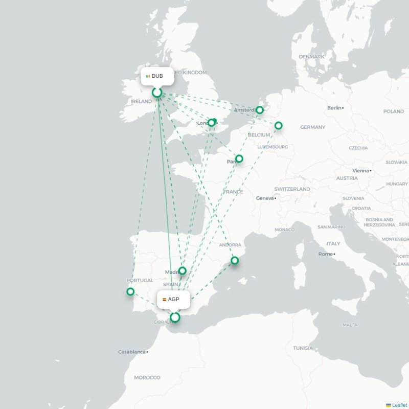 DUB - AGP route map