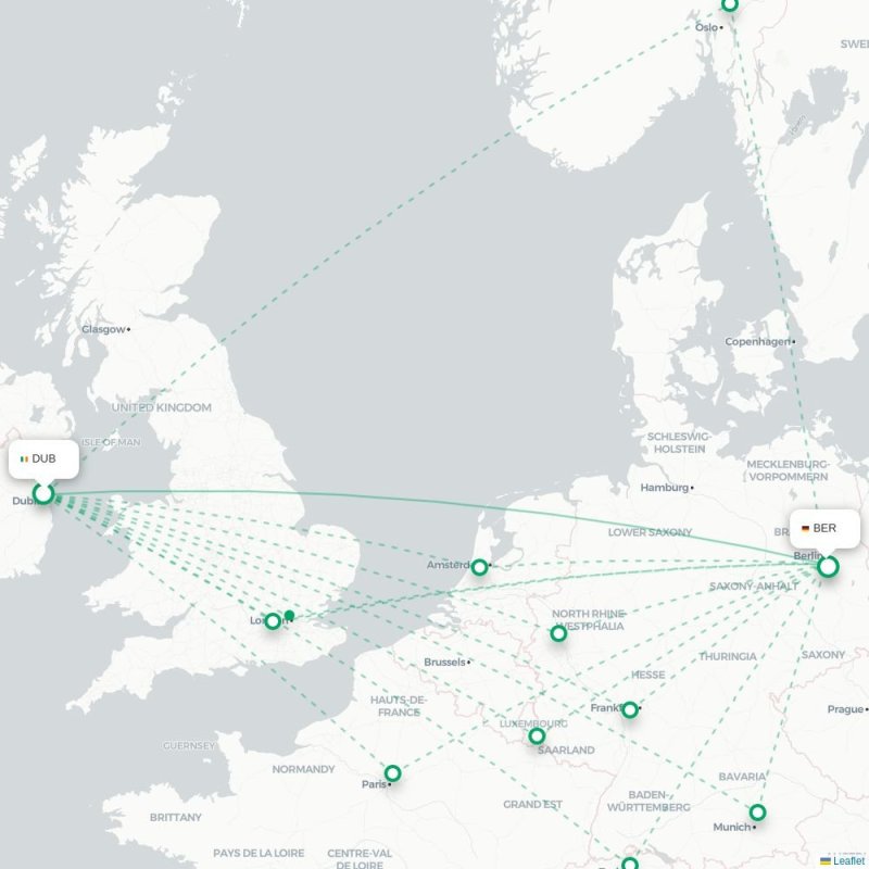 DUB - BER route map