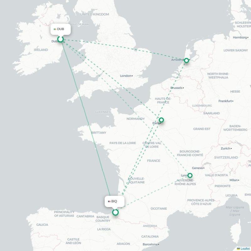 DUB - BIQ route map