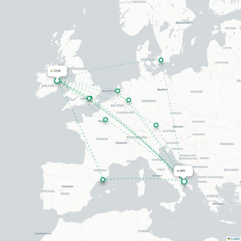 DUB - BRI route map