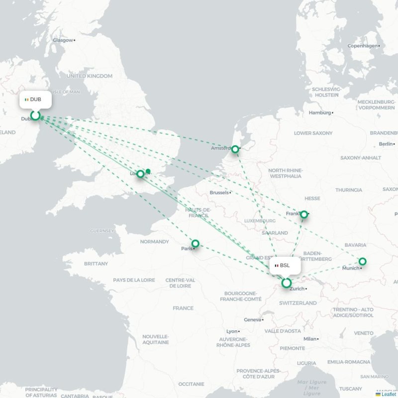 DUB - BSL route map