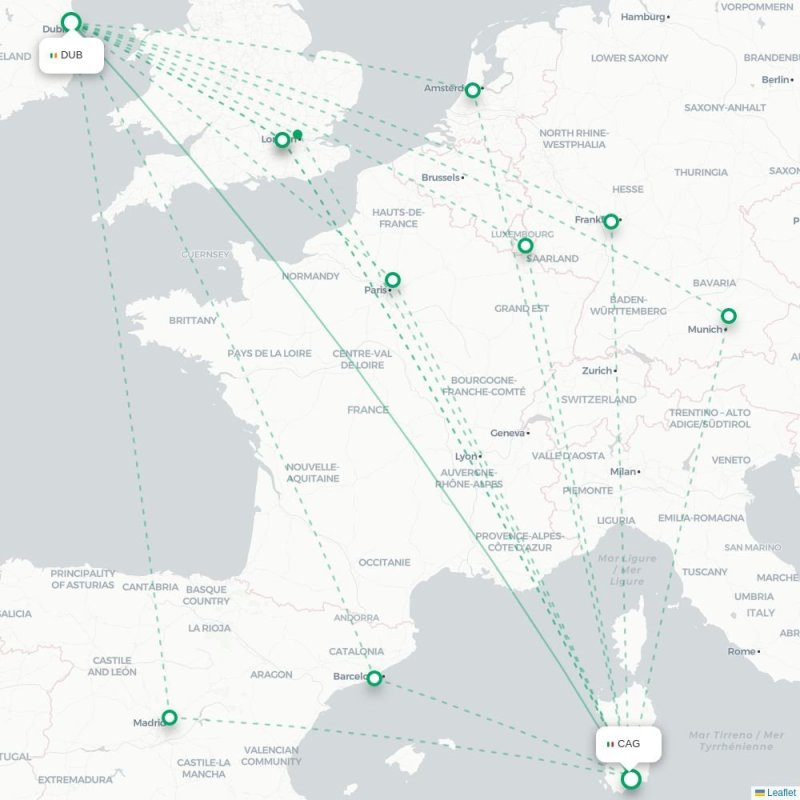 DUB - CAG route map