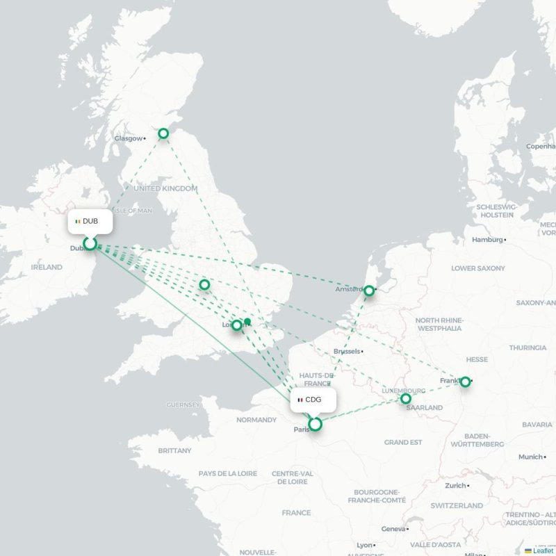 DUB - CDG route map