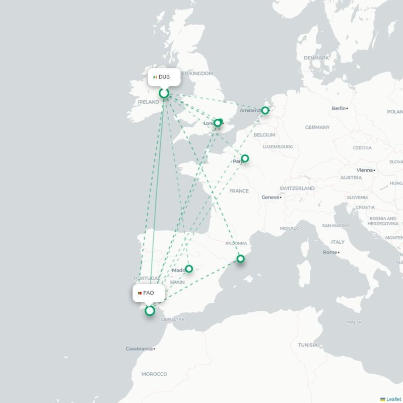 DUB - FAO route map