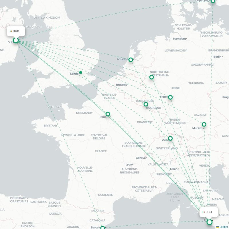 DUB - FCO route map