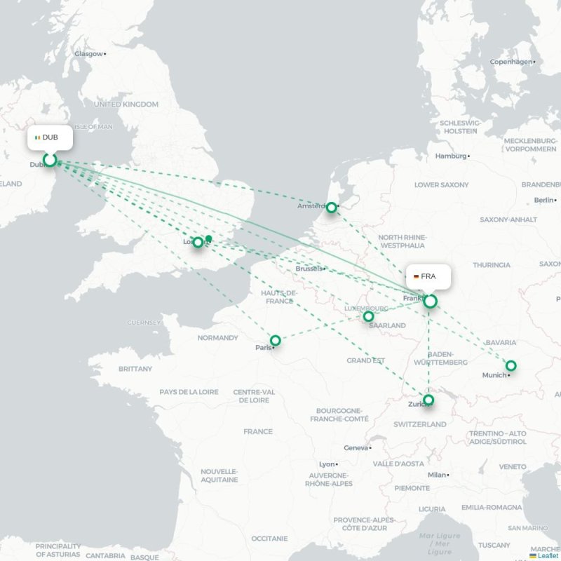 DUB - FRA route map
