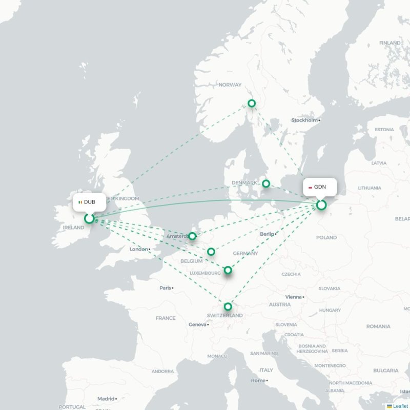 DUB - GDN route map