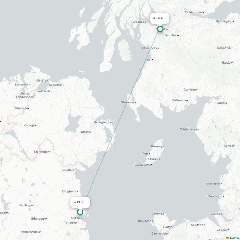 DUB - GLA route map